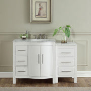 Silkroad Exclusive V0290WW54R 53.5" White single sink vanity, front view in a bathroom