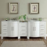 Silkroad Exclusive V0290WW89D 89" White double sink vanity, front view in a bathroom