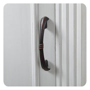 Silkroad Exclusive V0313WW60D 60" Antique White double sink vanity, close-up of an oil rubbed bronze door pull