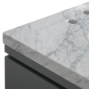 Silkroad Exclusive V0320GW36L 36" Gray single sink vanity, close-up of the stone top and edge profile