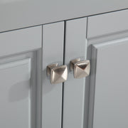Silkroad Exclusive V0320GW36L 36" Gray single sink vanity, close-up of the door and drawer hardware