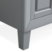 Silkroad Exclusive V0320GW36L 36" Gray single sink vanity, close-up of the carved base and feet