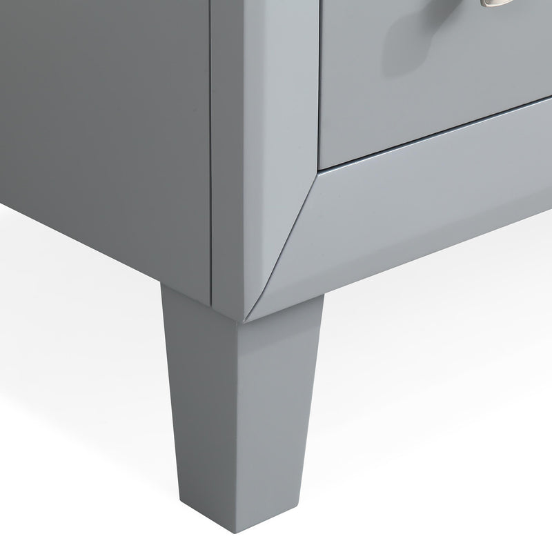 Silkroad Exclusive V0320GW36R 36" Gray single sink vanity, close-up of the carved base and feet