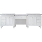 Silkroad Exclusive V0320WW103D 103" White double sink vanity, front view on white