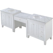 Silkroad Exclusive V0320WW103D 103" White double sink vanity, three-quarter view, on white