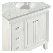 Silkroad Exclusive V0320WW36R 36" White single sink vanity, close-up of the stone top and edge profile