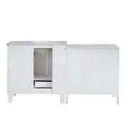 Silkroad Exclusive V0320WW67L 67" White single sink vanity, back view showing the open plumbing cut-out