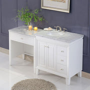 Silkroad Exclusive V0320WW67L 67" White single sink vanity, three-quarter view in a bathroom