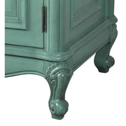 Silkroad Exclusive V8034NW72D 72" Vintage Green double vanity, close-up of the carved cabriole leg