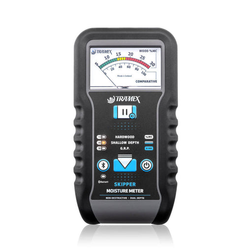 Tramex SMM5 - Skipper 5 Moisture Meter A sleek moisture meter featuring a digital display and ergonomic design, positioned against a white background.