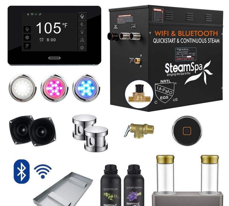 SteamSpa BKT1050CH-ADP 10.5 kW steam generator package with steamheads, controls and accessories