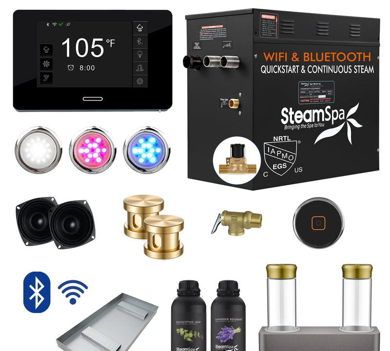 SteamSpa BKT1050GD-ADP 10.5 kW steam generator package with steamheads, controls and accessories