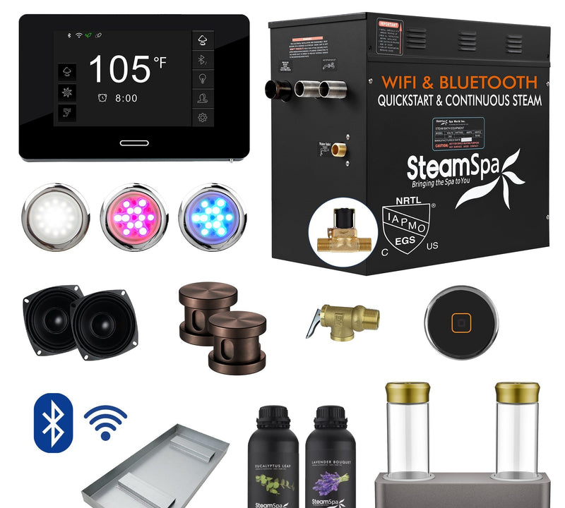 SteamSpa BKT1050ORB-ADP 10.5 kW steam generator package with steamheads, controls and accessories