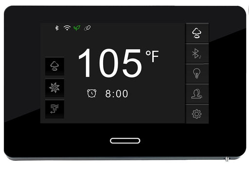 SteamSpa BKT1200MK-A touchscreen control panel with temperature display