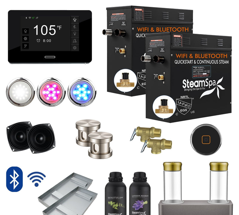 SteamSpa BKT1500BN-ADP 15 kW steam generator package with steamheads, controls and accessories
