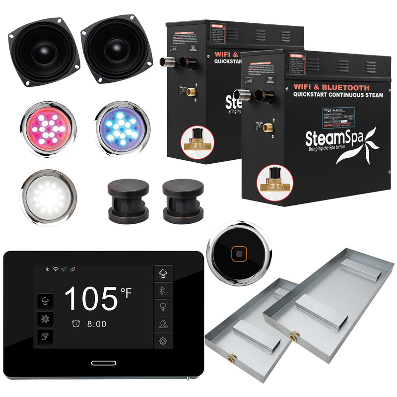 SteamSpa BKT1500ORB-A 15 kW steam generator package with steamheads, controls and accessories