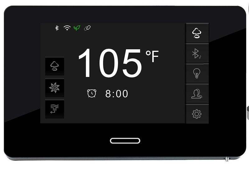 SteamSpa BKT1800BN-A touchscreen control panel with temperature display