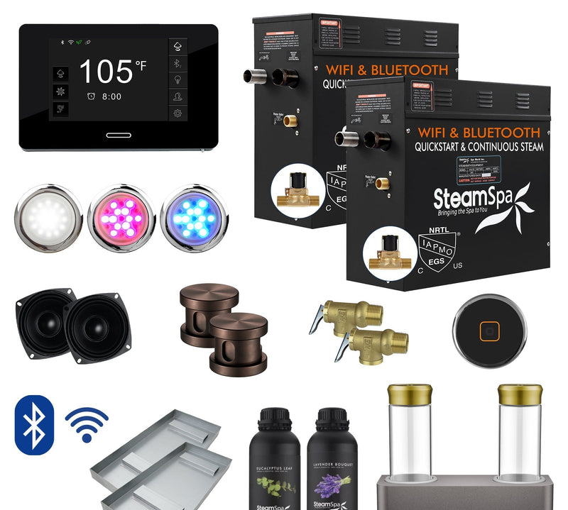 SteamSpa BKT1800ORB-ADP 18 kW steam generator package with steamheads, controls and accessories