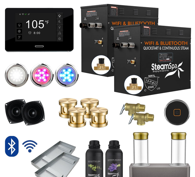 SteamSpa BKT2400GD-ADP 24 kW steam generator package with steamheads, controls and accessories