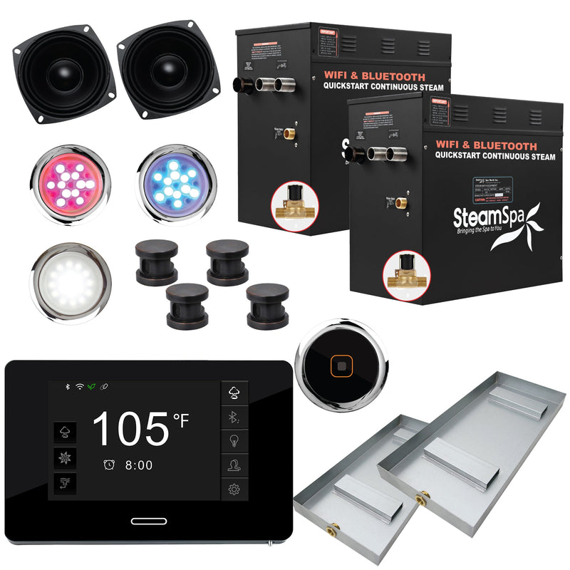 SteamSpa BKT2400ORB-A 24 kW steam generator package with steamheads, controls and accessories