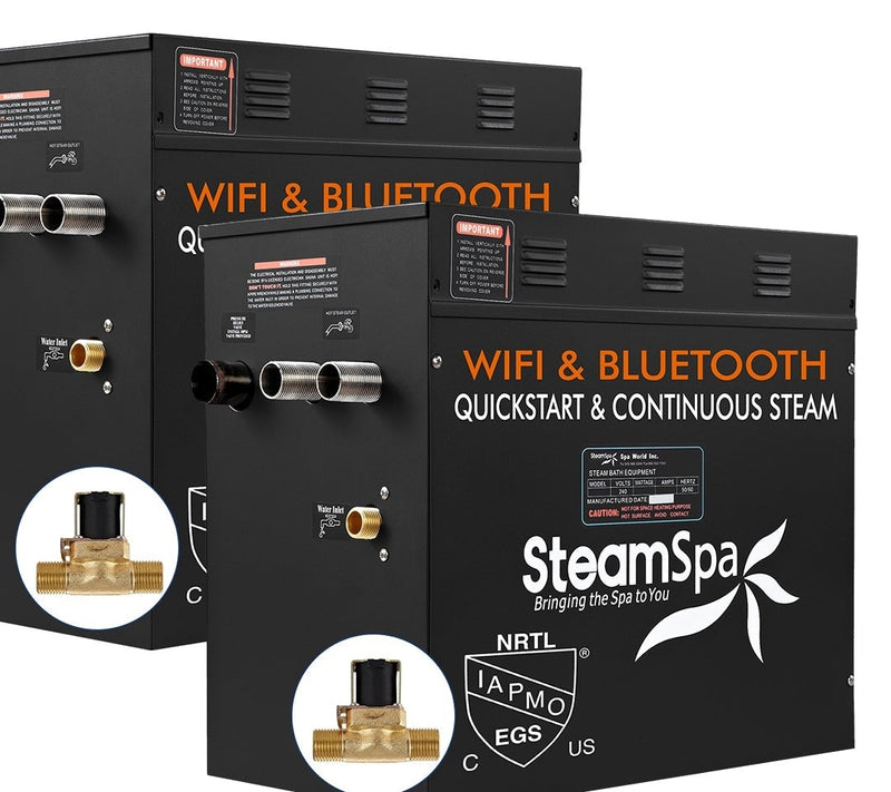 SteamSpa BKT2400ORB-ADP 24 kW two generator units, front three-quarter view