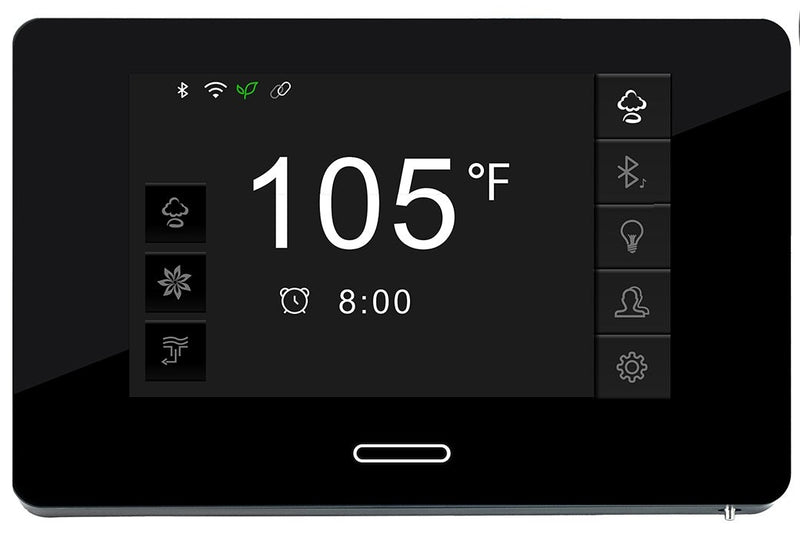 SteamSpa BKT450BN-A touchscreen control panel with temperature display