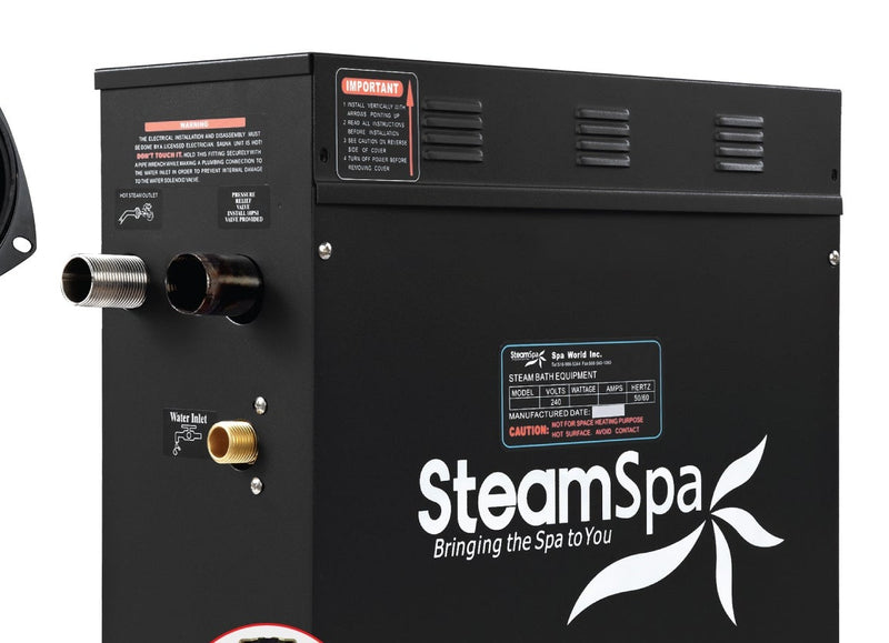 SteamSpa BKT450BN-A 4.5 kW steam generator, front three-quarter view