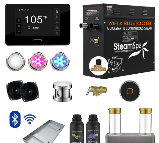 SteamSpa BKT450CH-ADP 4.5 kW steam generator package with steamheads, controls and accessories