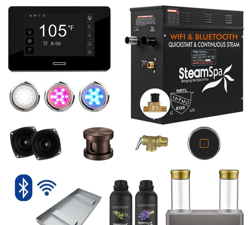 SteamSpa BKT450ORB-ADP 4.5 kW steam generator package with steamheads, controls and accessories