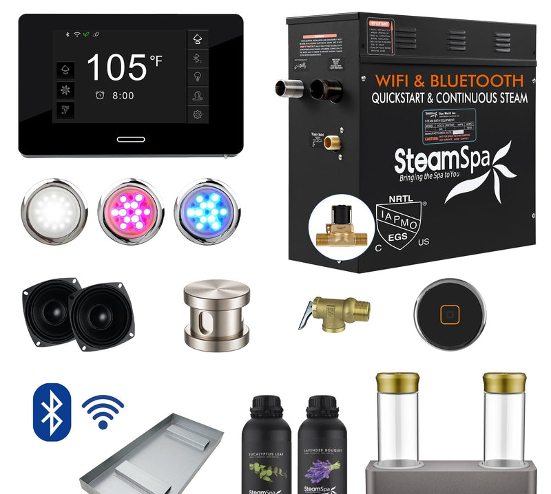 SteamSpa BKT750BN-ADP 7.5 kW steam generator package with steamheads, controls and accessories
