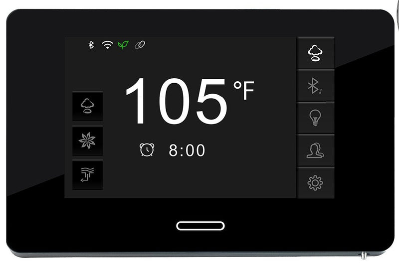 SteamSpa BKT750GD-A touchscreen control panel with temperature display