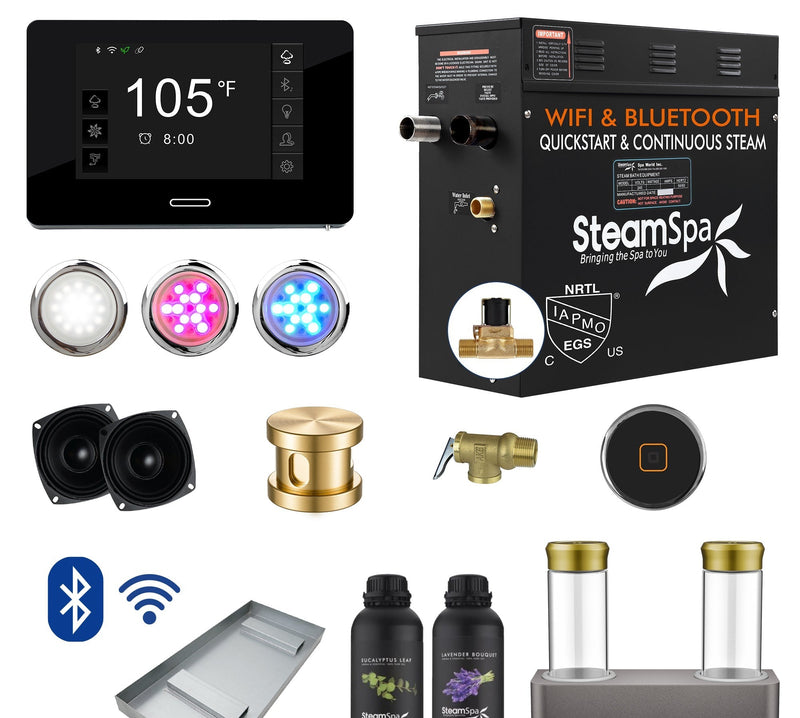 SteamSpa BKT900GD-ADP 9 kW steam generator package with steamheads, controls and accessories