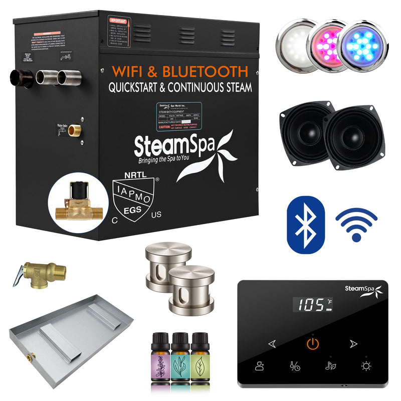 SteamSpa BKW1050BN-A 10.5 kW steam generator package with steamheads, controls and accessories