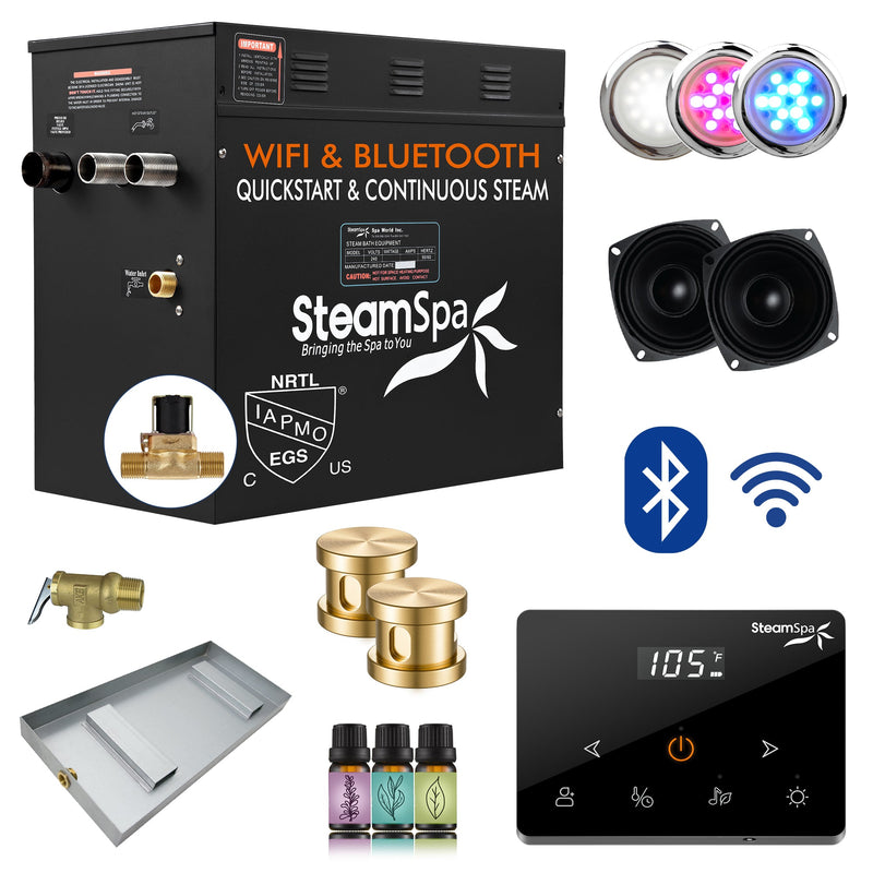 SteamSpa BKW1050GD-A 10.5 kW steam generator package with steamheads, controls and accessories