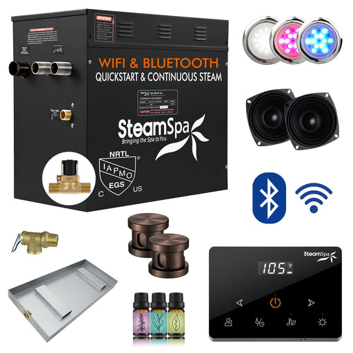 SteamSpa BKW1200ORB-A 12 kW steam generator package with steamheads, controls and accessories
