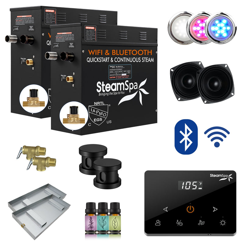SteamSpa BKW1500MK-A 15 kW steam generator package with steamheads, controls and accessories