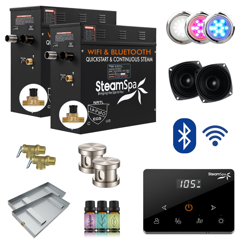 SteamSpa BKW1800BN-A 18 kW steam generator package with steamheads, controls and accessories