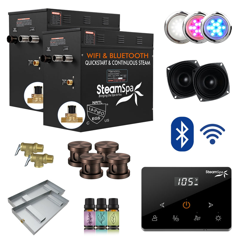 SteamSpa BKW2100ORB-A 21 kW steam generator package with steamheads, controls and accessories