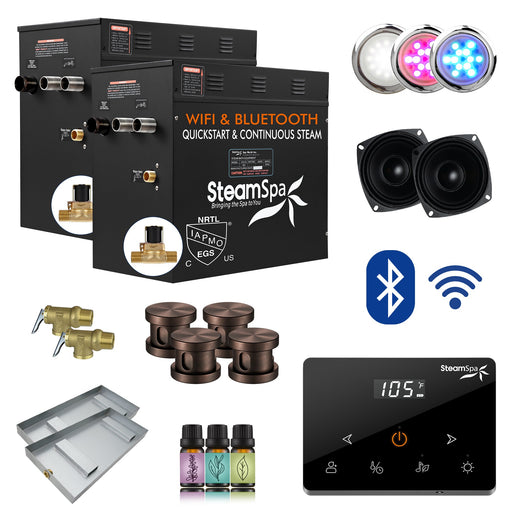 SteamSpa BKW2100ORB-A 21 kW steam generator package with steamheads, controls and accessories