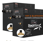 SteamSpa BKW2400CH-A 24 kW two generator units with AutoDrain valve, front three-quarter view