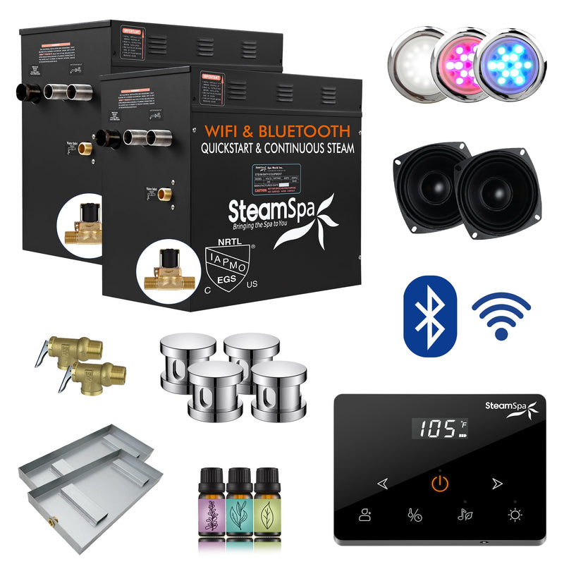 SteamSpa BKW2400CH-A 24 kW steam generator package with steamheads, controls and accessories
