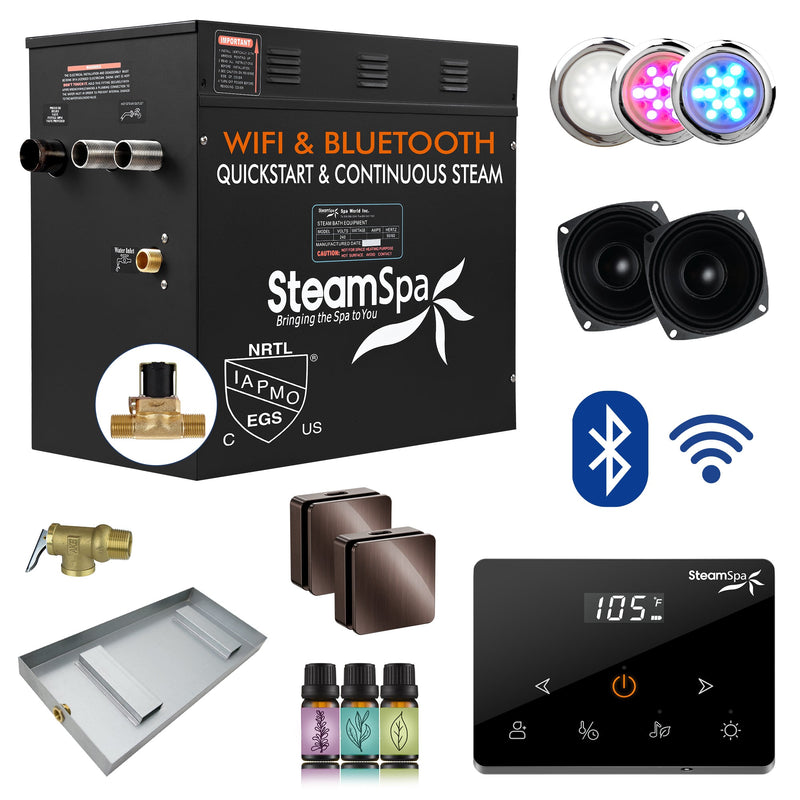 SteamSpa BKWS1200ORB-A 12 kW steam generator package with steamheads, controls and accessories