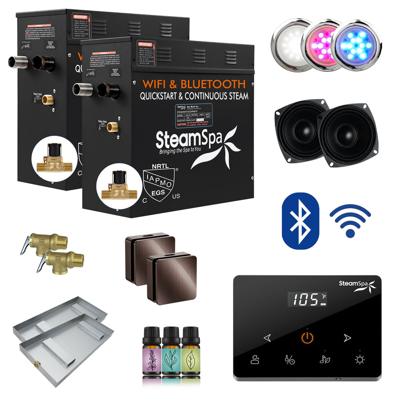 SteamSpa BKWS1500ORB-A 15 kW steam generator package with steamheads, controls and accessories