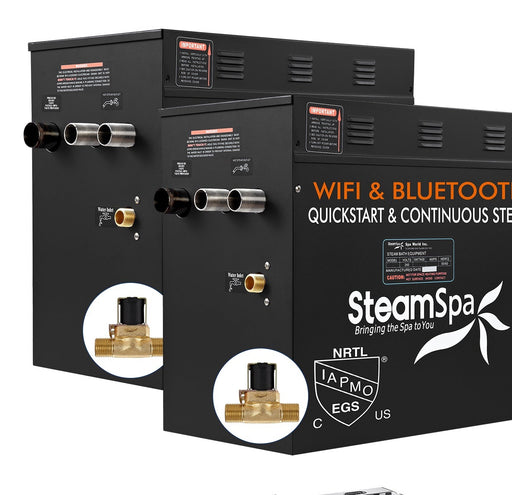 SteamSpa BKWS2100CH-A 21 kW two generator units with AutoDrain valve, front three-quarter view
