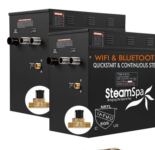 SteamSpa BKWS2100GD-A 21 kW two generator units with AutoDrain valve, front three-quarter view