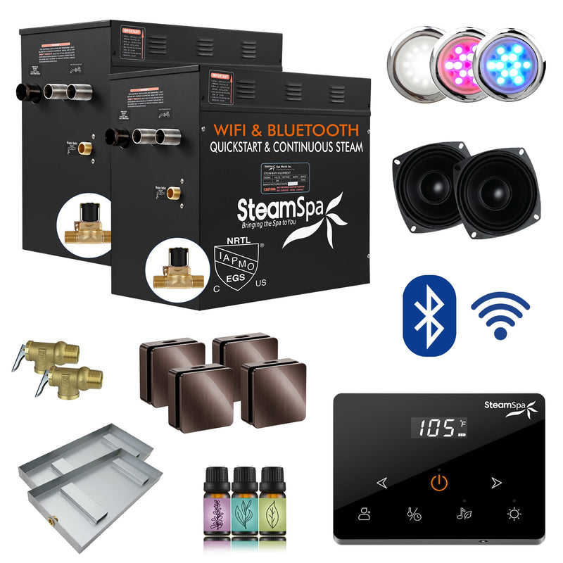 SteamSpa BKWS2100ORB-A 21 kW steam generator package with steamheads, controls and accessories