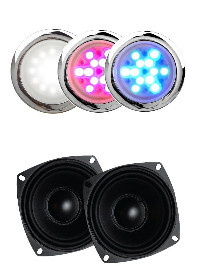 SteamSpa BKWS2400ORB-A chromatherapy and white LED lights with the two speakers