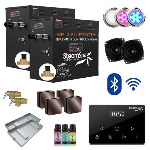 SteamSpa BKWS2400ORB-A 24 kW steam generator package with steamheads, controls and accessories