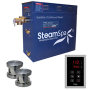 SteamSpa OAT1050BN 10.5 kW steam generator package with two brushed nickel steamheads, controller and accessories