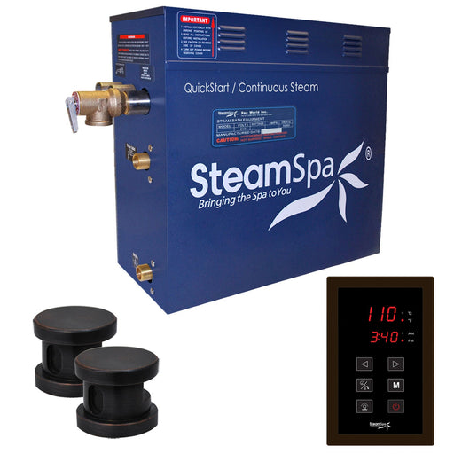 SteamSpa OAT1050OB 10.5 kW steam generator package with two oil rubbed bronze steamheads, controller and accessories